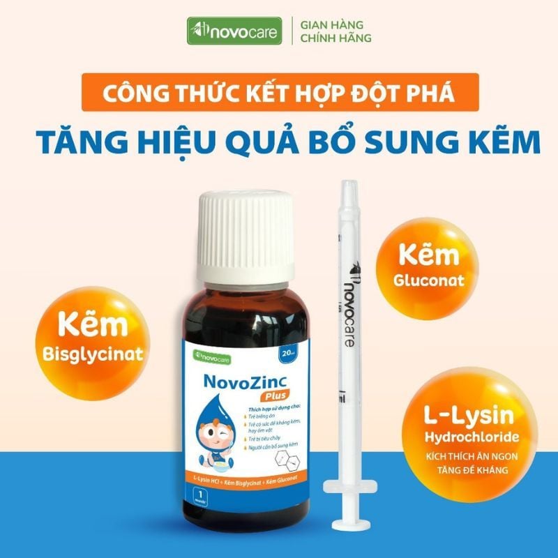 NovozinC - Kẽm hữu cơ dễ hấp thu, hỗ trợ tiêu hóa và tăng sức đề kháng cho bé