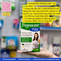 Pregnacare Max - Vitamin tổng hợp cho bà bầu số 1 tại Anh Quốc với công thức vượt trội, nhập khẩu chính hãng