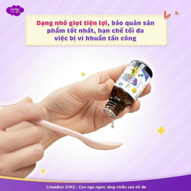 LineaBon D3K2, giúp hỗ trợ hấp thu canxi, phát triển xương và răng, 10ml