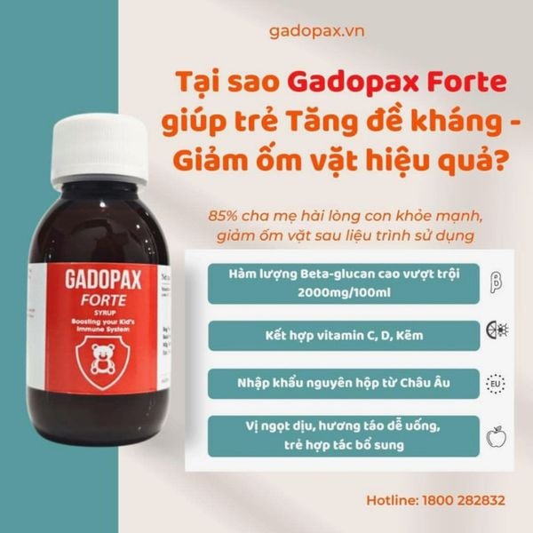 Công dụng của Siro tăng đề kháng Gadopax forte chai 100ml