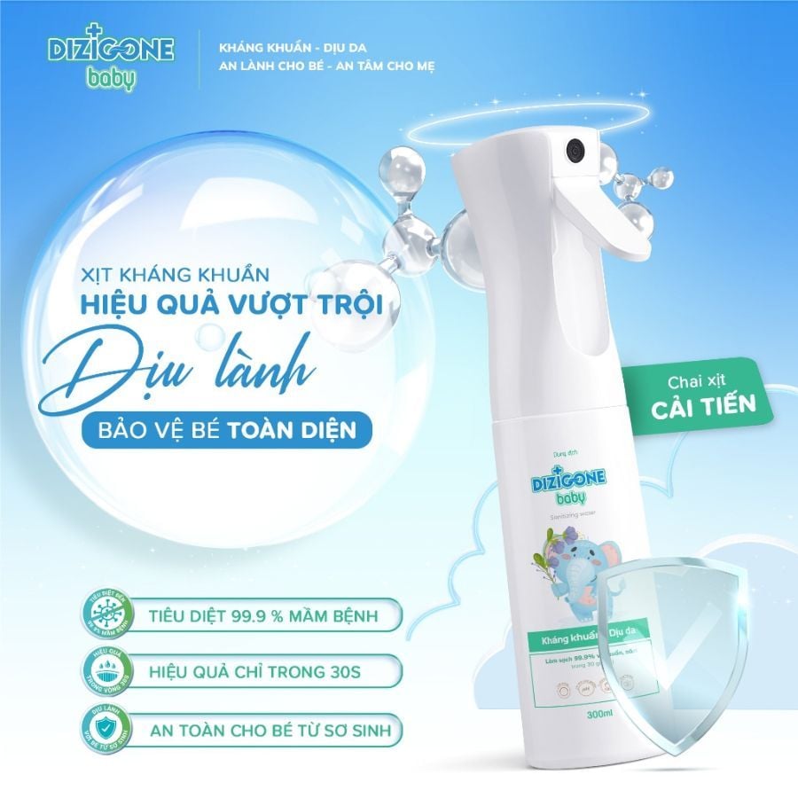 Dung dịch xịt kháng khuẩn Dizigone trị hăm, phòng ngừa tay chân miệng, an toàn cho trẻ sơ sinh
