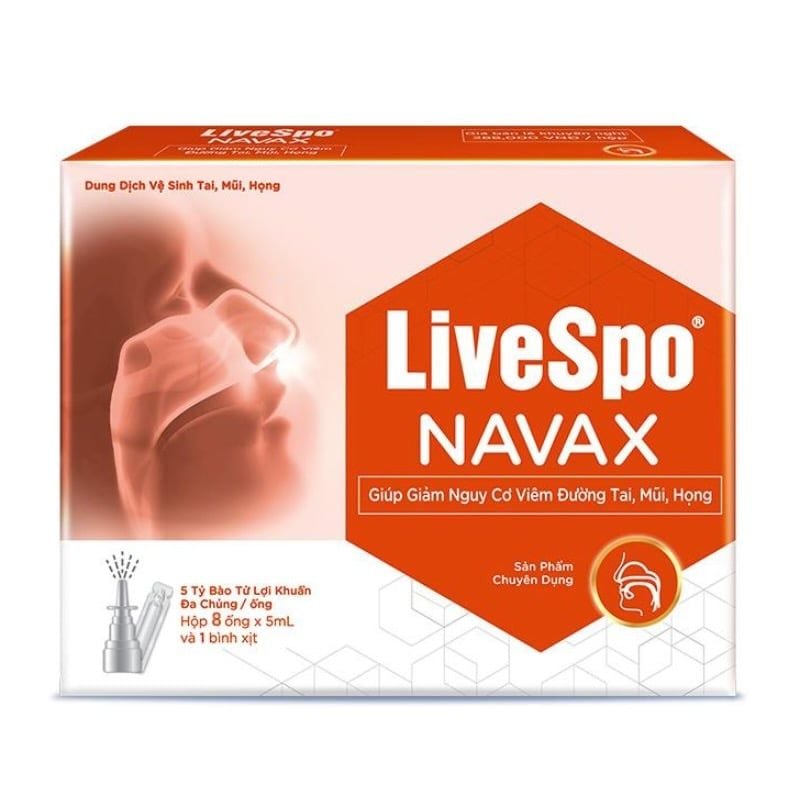 LiveSpo NAVAX màu đỏ, chuyên dụng dạng xịt mũi giúp giảm nguy cơ viêm đường tai, mũi, họng (mẫu mới, hộp 10 ống x 4ml)