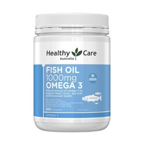 Dầu cá Healthy Care Fish Oil 1000mg Omega 3 - Bí quyết duy trì sức khỏe tim mạch và não bộ, lọ 400 viên