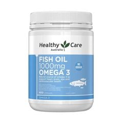 Dầu cá Healthy Care Fish Oil 1000mg Omega 3 - Bí quyết duy trì sức khỏe tim mạch và não bộ, lọ 400 viên