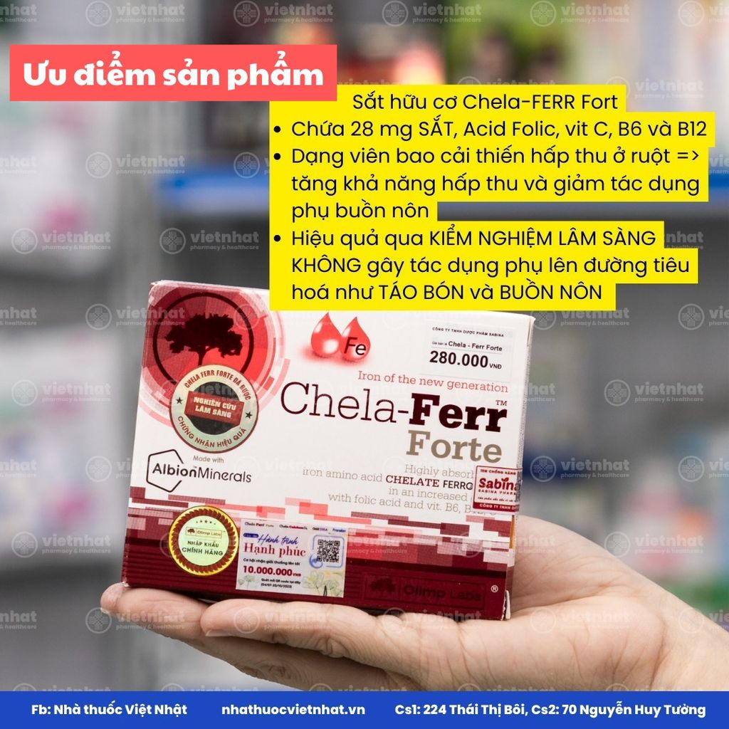 Sắt Chela Ferr Forte - Sắt hữu cơ thế hệ mới cho bà bầu và người thiếu máu