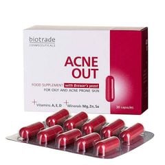 Viên uống Biotrade Acnaut - Giảm mụn, kiềm dầu hiệu quả từ men bia & vitamin