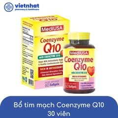 Viên uống Mediusa Coenzyme Q10 - Giải pháp toàn diện cho sức khỏe tim mạch, hộp 30 viên
