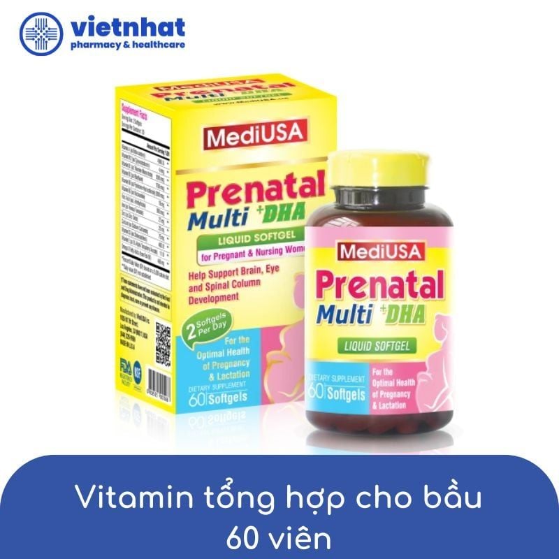 Vitamin Tổng Hợp Cho Bà Bầu MediUSA Prenatal Multi + DHA - Đồng Hành Cùng Thai Kỳ Khỏe Mạnh