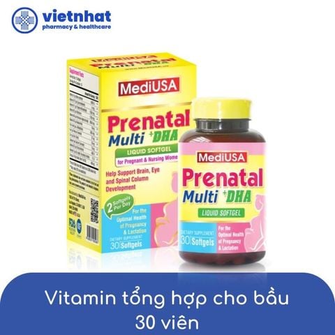 Vitamin Tổng Hợp Cho Bà Bầu MediUSA Prenatal Multi + DHA - Đồng Hành Cùng Thai Kỳ Khỏe Mạnh