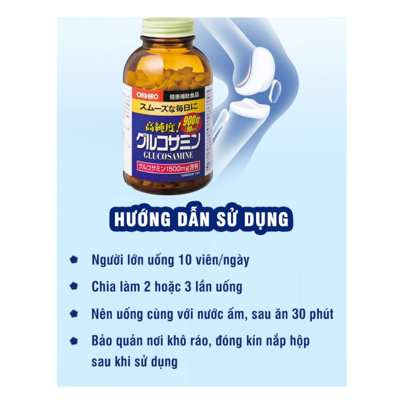 Viên uống bổ xương khớp Glucosamine Orihiro của Nhật - nhập khẩu chính hãng, hộp 900 viên