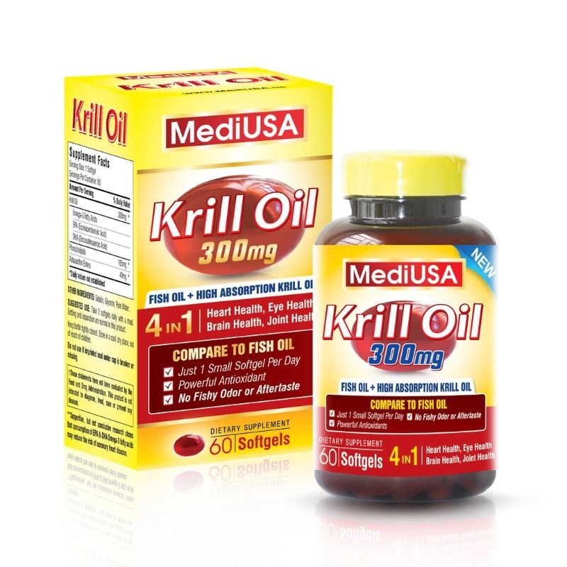 Omega-3 Krill Oil MediUSA Chính Hãng Từ Mỹ - Hỗ Trợ Bảo Vệ Tim Mạch Và Trí Não