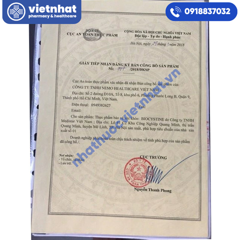 Viên uống Biocystine - Hỗ trợ đẹp da, giảm gãy rụng tóc và làm chậm quá trình lão hoá, Hôp 30 viên