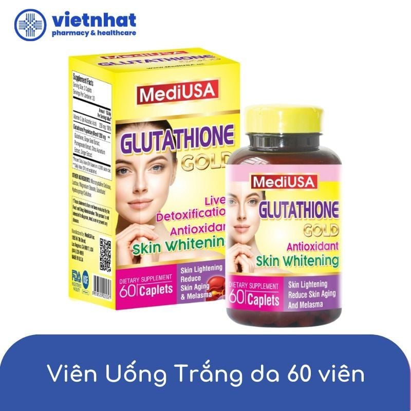 Viên Uống Trắng da MediUSA Glutathione Gold - Bí Quyết Cho Làn Da Trắng Sáng, Rạng Ngời