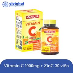 Viên uống Vitamin C 1000mg MediUSA - Giải Pháp Toàn Diện Cho Hệ Miễn Dịch Khỏe Mạnh, Hộp 30 viên