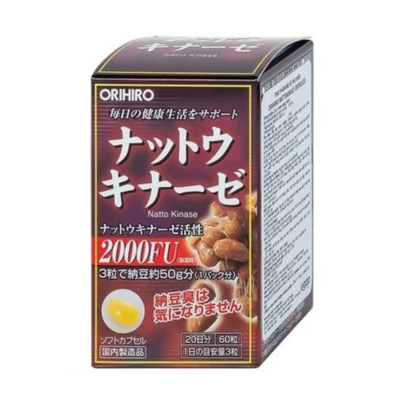 Viên uống hỗ trợ điều trị tai biến Orihiro Nattokinase 2000FU 60 viên, nhập khẩu chính hãng