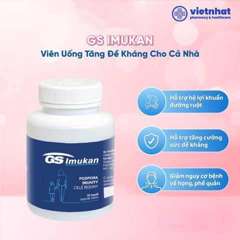 Viên uống GS Imukan bổ sung lợi khuẩn, tăng đề kháng trẻ em và người lớn, hộp 30 viên