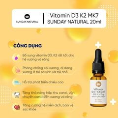 Vitamin D3 K2 MK7 Sunday Natural hỗ trợ tăng chiều cao cho bé của Đức, chai 20ml