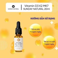 Vitamin D3 K2 MK7 Sunday Natural hỗ trợ tăng chiều cao cho bé của Đức, chai 20ml