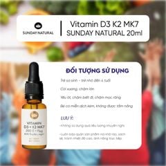 Vitamin D3 K2 MK7 Sunday Natural hỗ trợ tăng chiều cao cho bé của Đức, chai 20ml