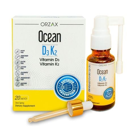 Ocean D3K2 dạng xịt - Bổ sung vitamin D3K2 giúp xương chắc khoẻ cho trẻ sơ sinh và trẻ nhỏ, chai 30ml