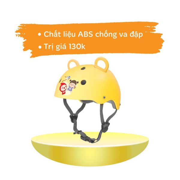 Mũ bảo hiểm tai gấu chất liệu ABS, chống va đập cho trẻ
