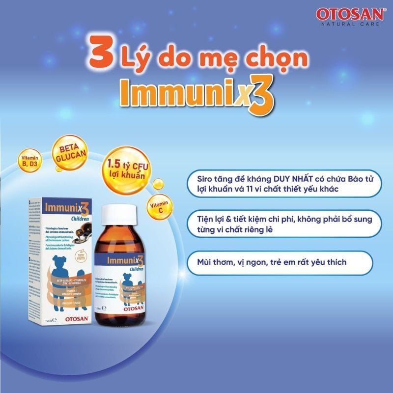 Siro Immunix3 Children - Giải Pháp Tăng Đề Kháng Với Beta Glucan Cho Trẻ Từ 6 Tháng Tuổi