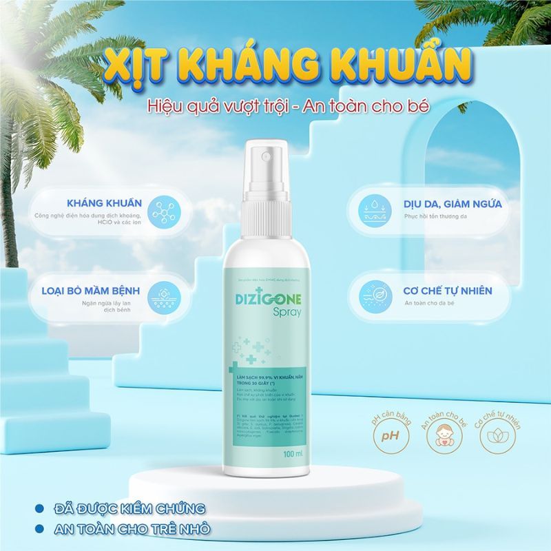 Xịt kháng khuẩn Dizigone, kháng khuẩn, khử mùi, giảm loét, chai 100ml