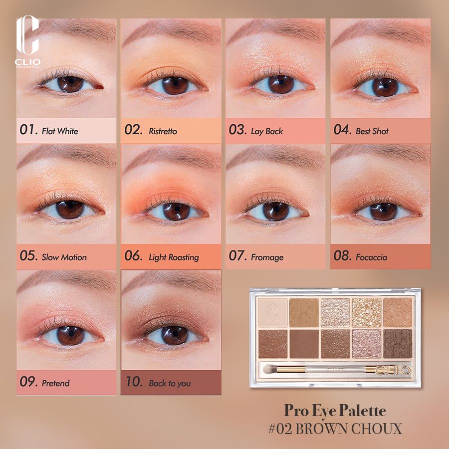 Phấn mắt Clio Pro Eye 10 Ô #02 Brown Choux