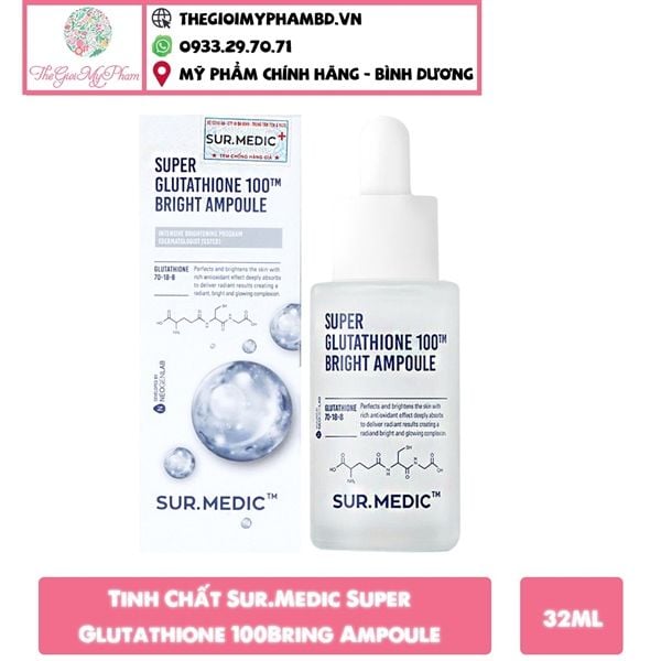 Sur.Medic - Tinh chất dưỡng trắng Super Glutathione 100 Bright Ampoule 32ml