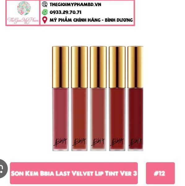 Son kem Bbia Last Velvet Lip Tint Ver 3 #12