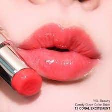 YSL - Son Rouge Volupte Candy Glaze #12 Coral Excitement (Ko Tđ)