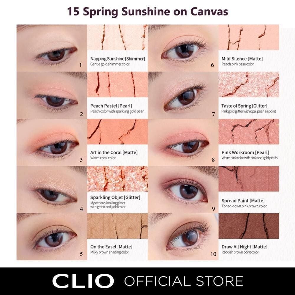 Phấn Mắt Clio Pro Eye 10 Ô #15 Spring Sunshine On Canvas