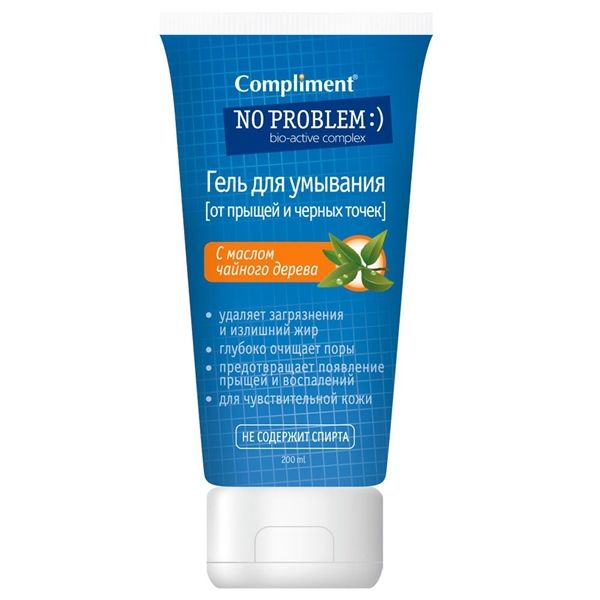 Gel Rửa Mặt Giảm Mụn Compliment No Problem BHA + Tea Tree 200ml