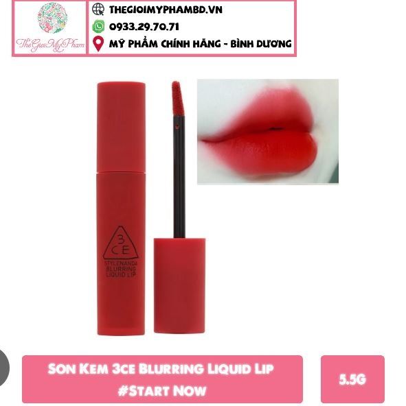 3CE - Son Kem Blurring Liquid Lip #Start Now (Ko tđ)