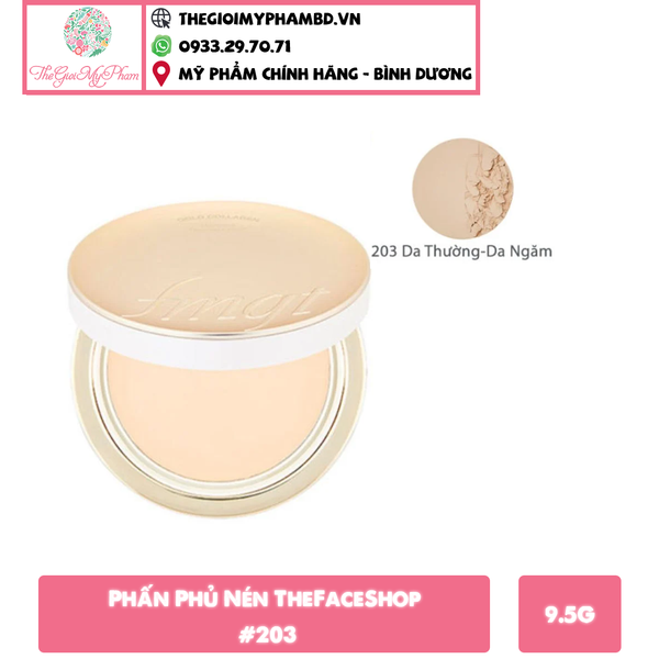 Phấn Phủ Nén TheFaceShop Fmgt Gold Collagen Ampoule Two Way Pact #203