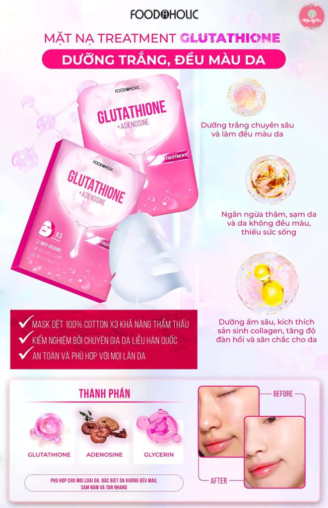 Mặt Nạ Fodaholic Mẫu Mới #Glutathione + Adenosine