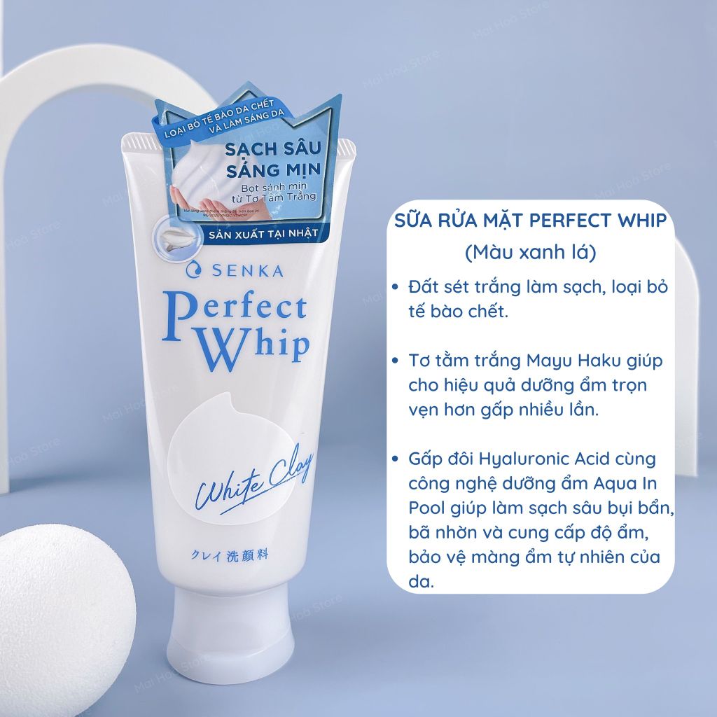 Sữa Rửa Mặt Đất Sét Trắng Giúp Làm Sạch Sâu, Dưỡng Da Sáng Mịn Senka Perfect White Clay 120g