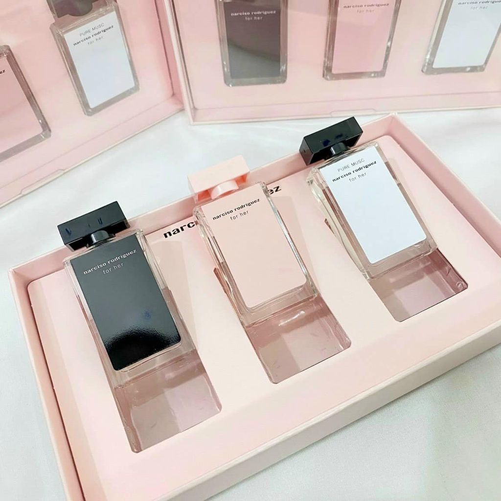 Set 3 Chai Nước Hoa Narciso Rodriguez For Her 7.5ml - đen/hồng nhạt/trắng