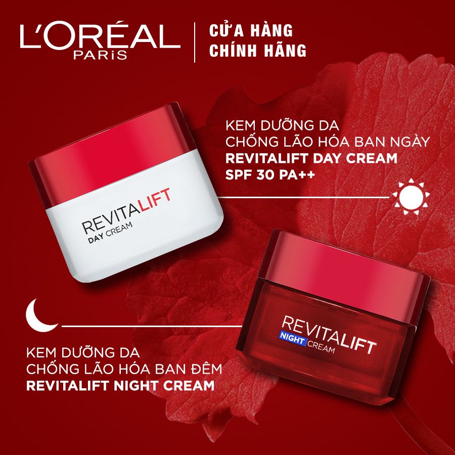 Kem Dưỡng Ngừa Lão Hóa Da L'Oreal Revitalift Moisturizing Cream Day SPF35 PA++ Anti-Wrinkles + Radiance 50ml - Kem Ngày