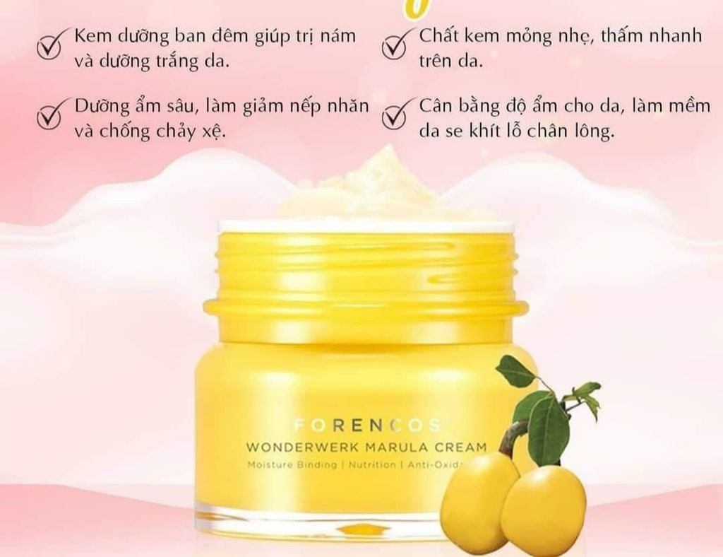 Kem Forencos Wonderwerk Marula Moisture Binding 50ml (Vàng)