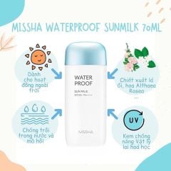 Missha - Kem Chống Nắng Water Proof Sun Milk 70ml (Xanh)