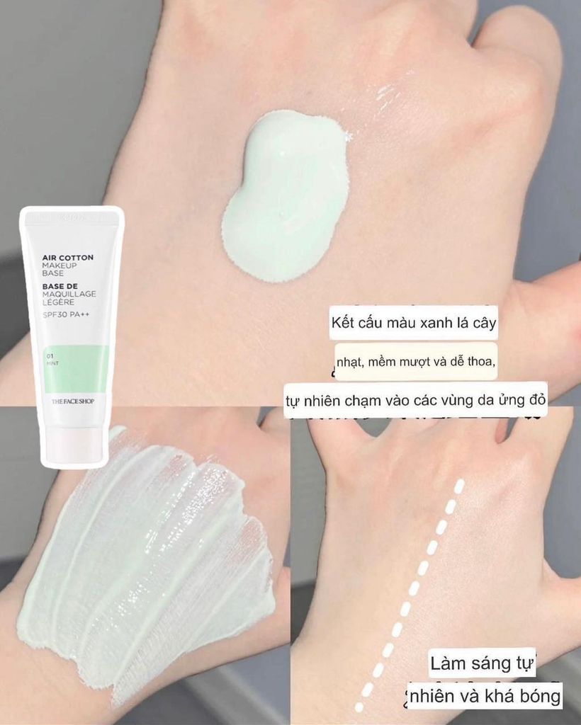 Kem Lót The Face Shop Air Cotton Makeup Base 01 MintKem Lót The Face