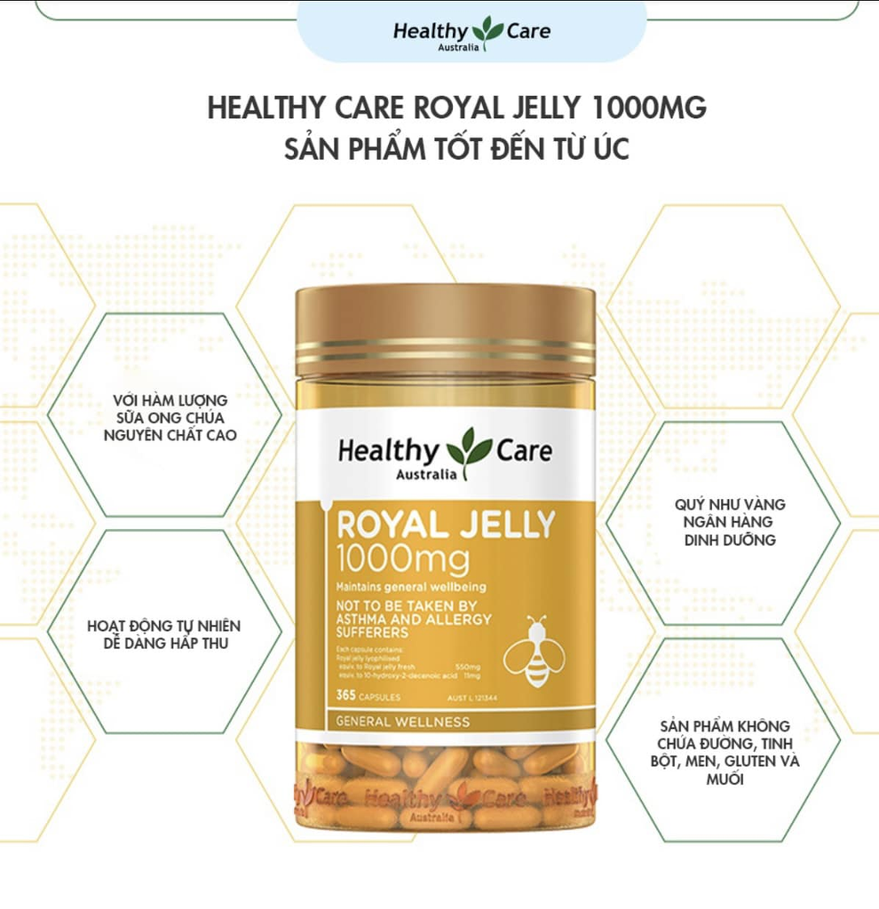 [KTD] Viên Sữa Ong Chúa Healthy Care Royal Jelly 365 Viên