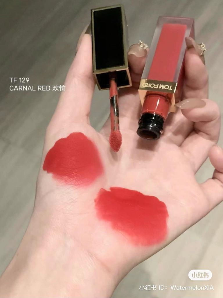 Son Kem Tom Ford Liquid Lip Luxe Matte 6ml #129 Carnal Red (Ko Tđ)