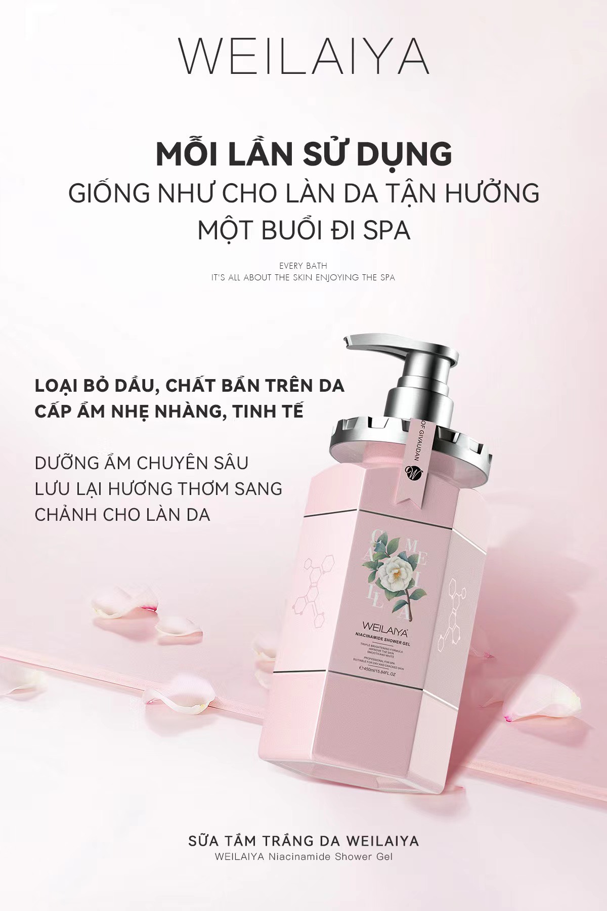 Sữa Tắm Trắng Da Hương Hoa Trà Weilaiya Niacinamide Shower Gel 450mlSữa Tắm  Trắng Da Hương Hoa Trà Weilaiya Niacinamide Shower Gel 450ml – Thế Giới Mỹ  Phẩm Bình Dương