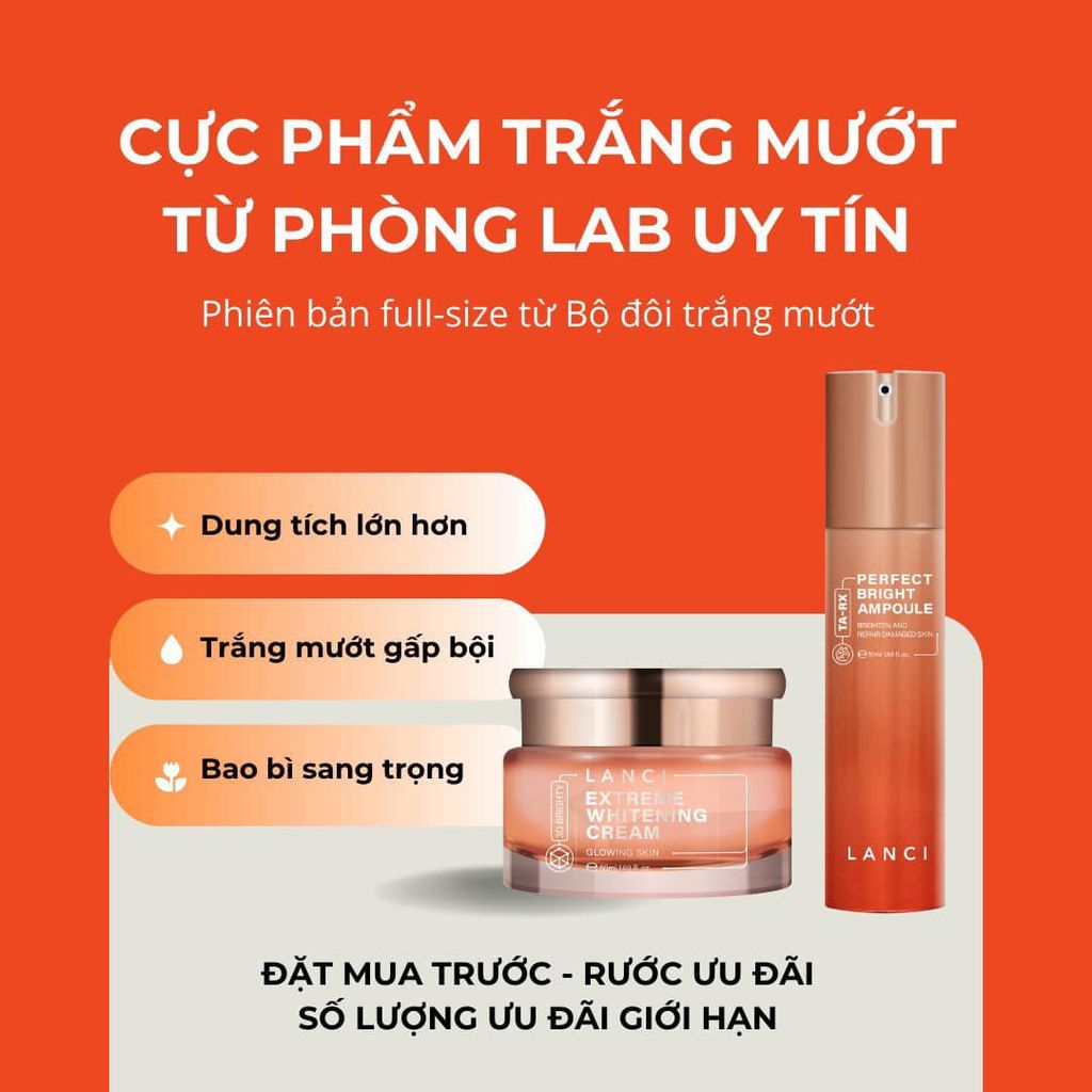 Kem Dưỡng Trắng Da Lanci Extreme Whitening Cream 3D Brighty (Ko Tđ)