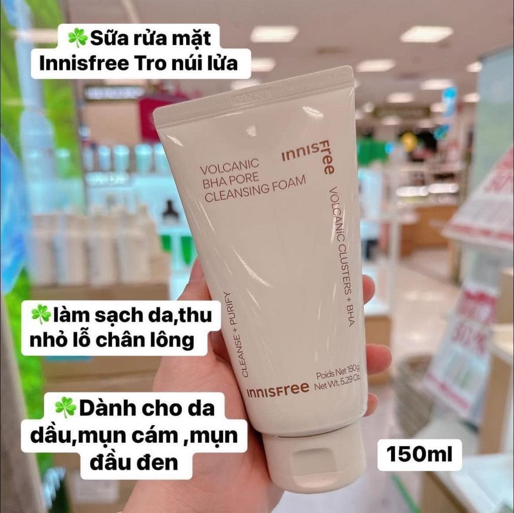 Sữa Rửa Mặt innisfree Kiểm Soát Nhờn Tro Núi Lửa & BHA 150g (Mới 2023)