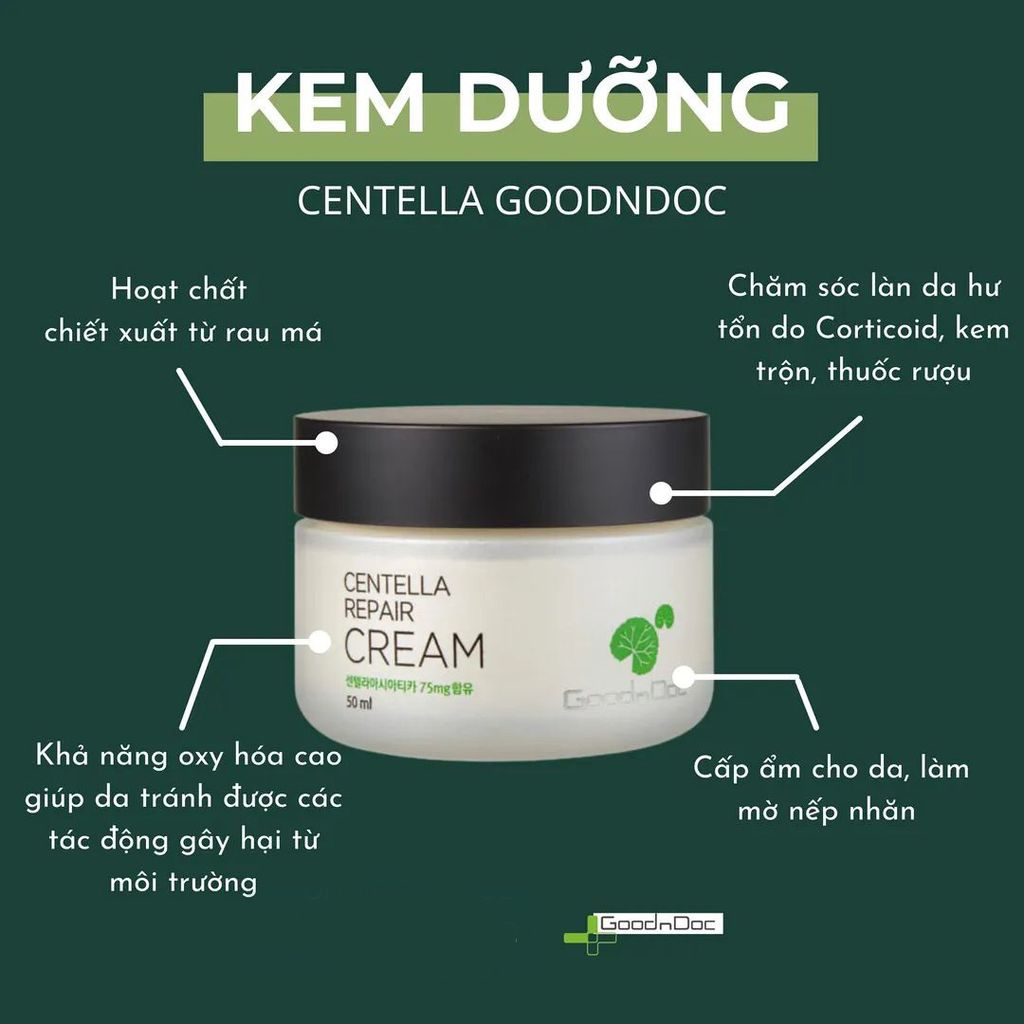 GoodnDoc - Kem Rau Má Phục Hồi Da Goodndoc Centella Repair Cream 50ml
