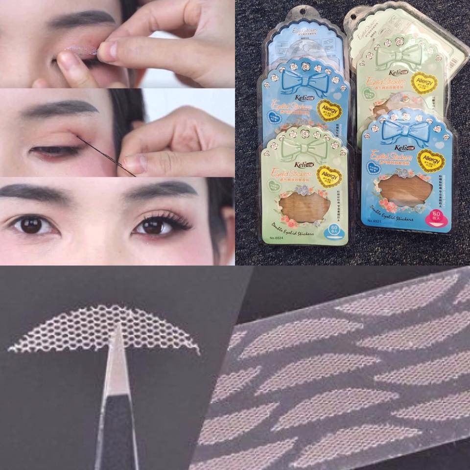 Miếng Dán Mí Lưới Keli Allergy ​​​​​​​Double Eyelid Stickers 60 Miếng #Vỉ Xanh Lá - No.6524