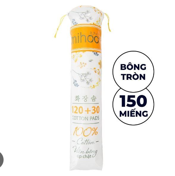 Bông Tẩy Trang Mihoo Bông Tròn Túi 150 Miếng
